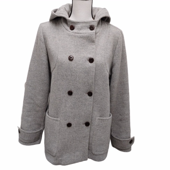 Eddie Bauer Wool Angora Cashmere Blend Pea Coat Sz S - Picture 1 of 8